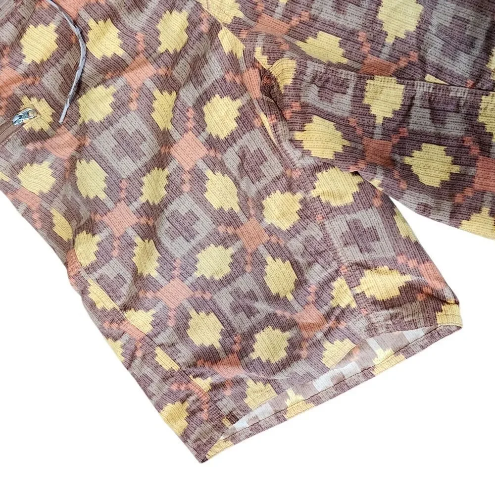Patagonia Wavefarer Shorts Mens 29 Brown Yellow Geometric Board Surf